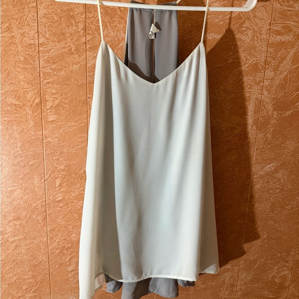 Elegant Gray & White Reversible Sleeveless Tank